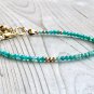 Amazonite Round 2mm Faceted beads adjustable stacking bracelet