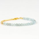 Aquamarine Round 4mm Smooth beads adjustable stacking bracelet