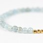 Aquamarine Round 4mm Smooth beads adjustable stacking bracelet