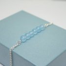 Aquamarine Round 6mm Smooth beads adjustable stacking bracelet