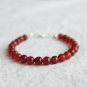 Carnelian Round 6mm Faceted beads adjustable stacking bracelet