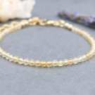 Citrine Round 3.5mm Faceted beads adjustable stacking bracelet