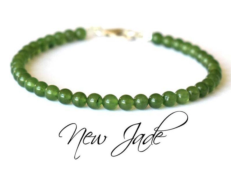 Green Jade Round 4mm Smooth beads adjustable stacking bracelet