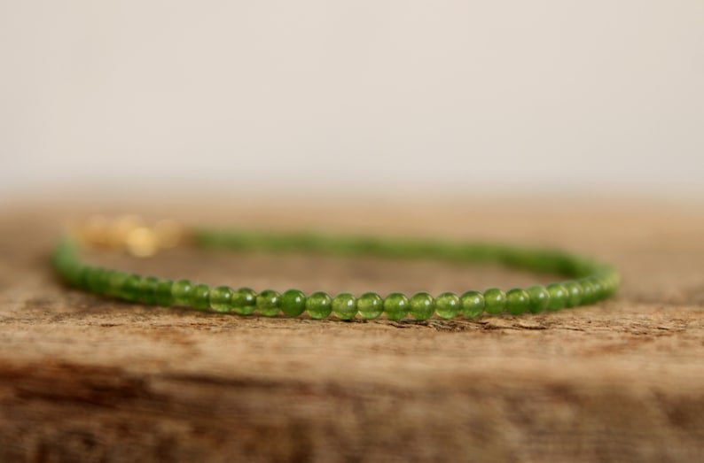 Green Jade Round 2mm Smooth beads adjustable stacking bracelet