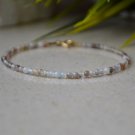 Grey Agate Round 3mm Smooth beads adjustable stacking bracelet