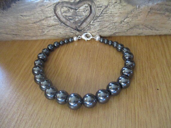 Hematite Round 4-8mm Smooth beads adjustable stacking bracelet