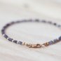 Iolite Rondelle 3mm Faceted beads adjustable stacking bracelet