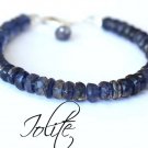 Iolite Rondelle 4mm Faceted beads adjustable stacking bracelet
