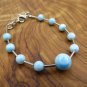 Larimar Round 6-10mm Smooth beads adjustable stacking bracelet