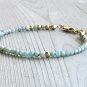 Larimar Round 3.5mm Faceted beads adjustable stacking bracelet