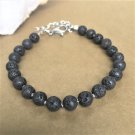 Lava Stone Round 8mm Smooth beads adjustable stacking bracelet