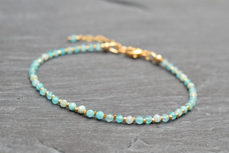 Amazonite Round 2.5mm Smooth beads adjustable stacking bracelet