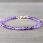 Amethyst Round 3.5mm Faceted beads adjustable stacking bracelet