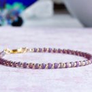 Amethyst Rondelle 2mm Smooth beads adjustable stacking bracelet