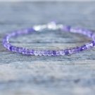 Amethyst Round 3-4mm Faceted beads adjustable stacking bracelet