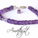 Amethyst Cube 4.5-5mm Smooth beads adjustable stacking bracelet