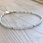 Aquamarine Round 2mm Faceted beads adjustable stacking bracelet