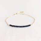 Black Onyx Round 2mm Faceted beads adjustable stacking bracelet