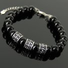 Black Onyx Round 10mm Smooth beads adjustable stacking bracelet