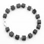 Black Spinel Cube 8mm Smooth beads adjustable stacking bracelet