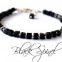 Black Spinel Cube 5mm Smooth beads adjustable stacking bracelet