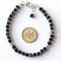 Black Spinel Cube 5mm Smooth beads adjustable stacking bracelet
