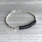 Black Spinel Disk 6mm Smooth beads adjustable stacking bracelet