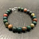 Bloodstone Round 10mm Smooth beads adjustable stacking bracelet