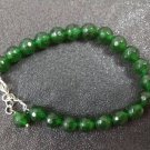 Green Jade Round 6mm Faceted beads adjustable stacking bracelet