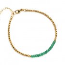 Green Onyx Round 3mm Faceted beads adjustable stacking bracelet