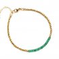 Green Onyx Round 3mm Faceted beads adjustable stacking bracelet