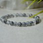 Grey Quartz Round 6mm Smooth beads adjustable stacking bracelet
