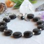Hypersthene Coin 10mm Smooth beads adjustable stacking bracelet