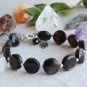 Hypersthene Coin 10mm Smooth beads adjustable stacking bracelet