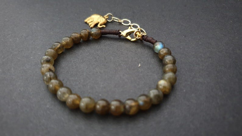 Labradorite Round 8mm Smooth beads adjustable stacking bracelet