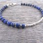 Lapis Lazuli Pipe 4mm Smooth beads adjustable stacking bracelet