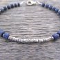 Lapis Lazuli Pipe 4mm Smooth beads adjustable stacking bracelet