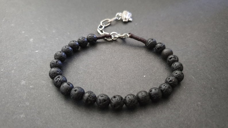 Lava Stone Round 6mm  Smooth beads adjustable stacking bracelet