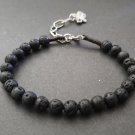 Lava Stone Round 6mm  Smooth beads adjustable stacking bracelet
