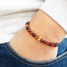 Multi Agate Round 6mm Smooth beads adjustable stacking bracelet