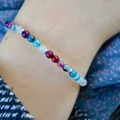 Multi Agate Round 4mm Smooth beads adjustable stacking bracelet