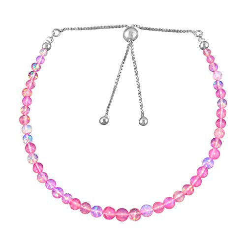 Pink Opal Round 2-3mm Smooth beads adjustable stacking bracelet