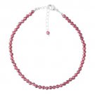 Red Garnet Round 3mm Faceted beads adjustable stacking bracelet