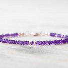 Amethyst Rondelle 2mm Faceted beads adjustable stacking bracelet