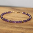 Amethyst Rondelle 3mm Faceted beads adjustable stacking bracelet