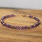 Amethyst Rondelle 3mm Faceted beads adjustable stacking bracelet