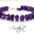 Amethyst Rondelle 8mm Faceted beads adjustable stacking bracelet