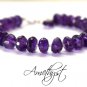 Amethyst Rondelle 8mm Faceted beads adjustable stacking bracelet