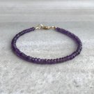Amethyst Rondelle 4mm Faceted beads adjustable stacking bracelet