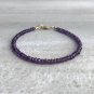 Amethyst Rondelle 4mm Faceted beads adjustable stacking bracelet